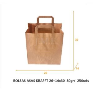 BOLSAS ASAS KRAFFT 26+14×30 80grs 250uds