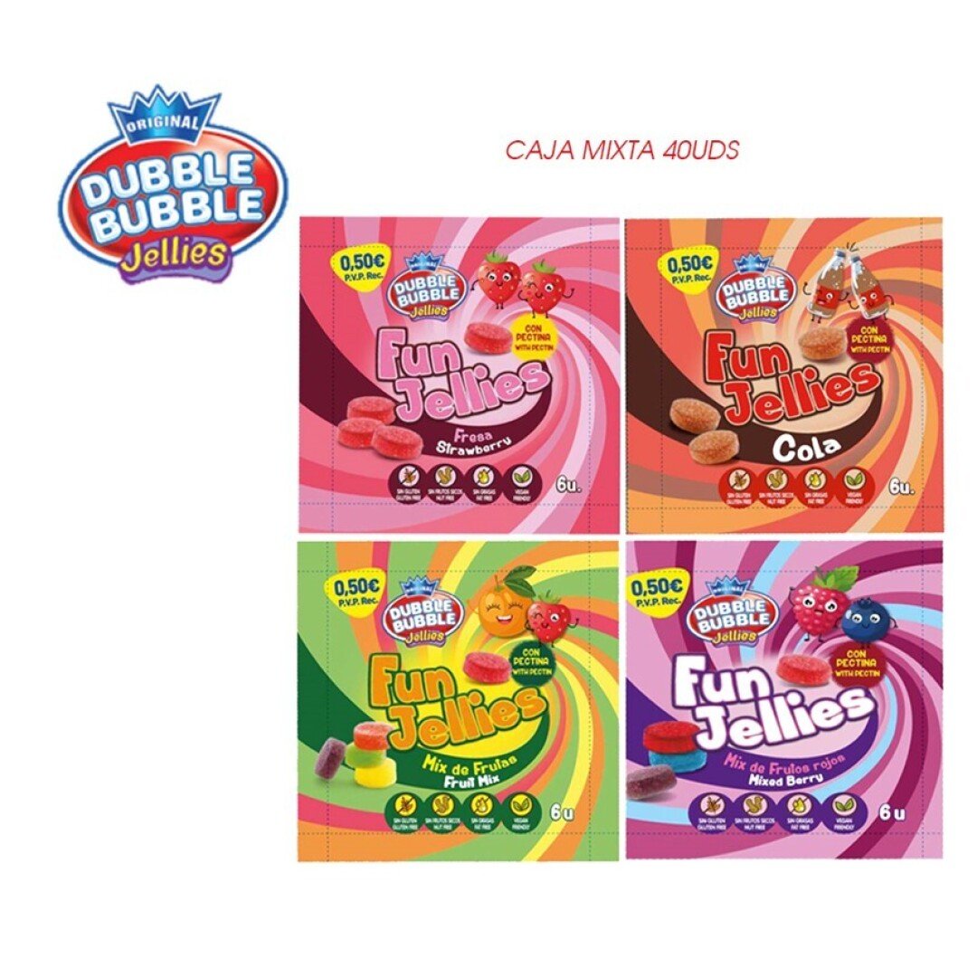Fleer Caja Mixta FUN JELLIES (4 sabores) PVP 0.50€ 40uds