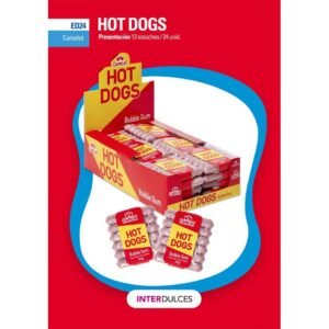 Interdulces HOT DOGS Rell. Chicle Acido 24uds
