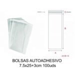 KSA BOLSA 7.5×25+3cm Auto adhesivo TRANSPARENTE 100uds