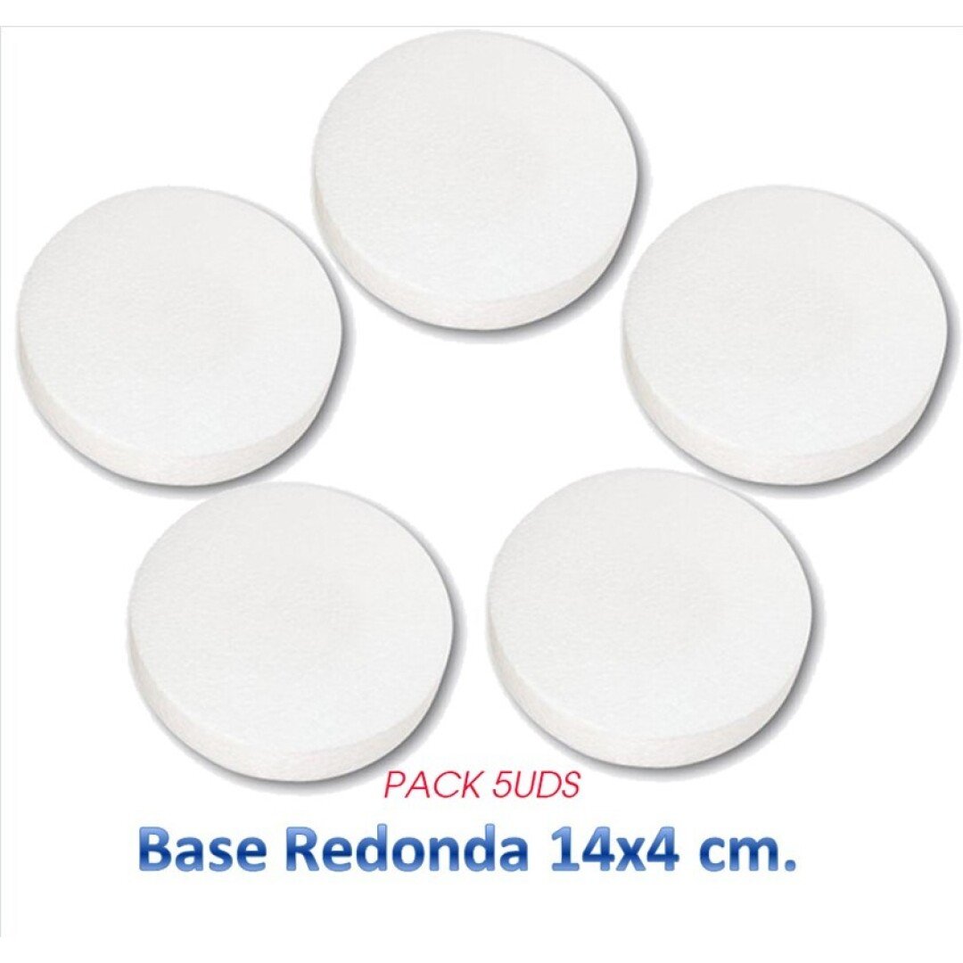 Porexpan Base Redonda 14cm x 4cm PACK 5uds