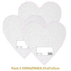 Porexpan CORAZÓN 21x21x5cm Pack 3uds